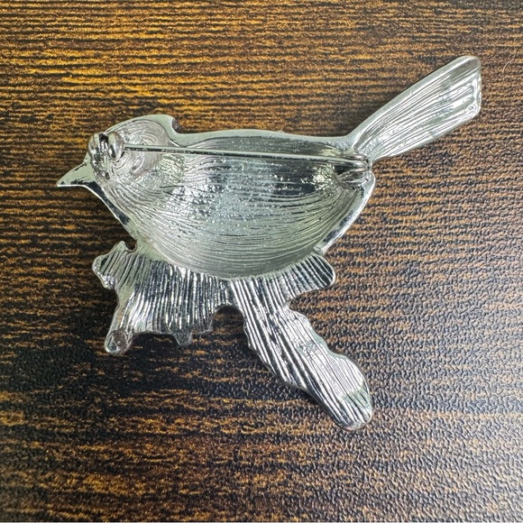 Vintage Bluejay Bird Brooch Figural Pin Enamel and Rhinestone - Picture 7 of 11